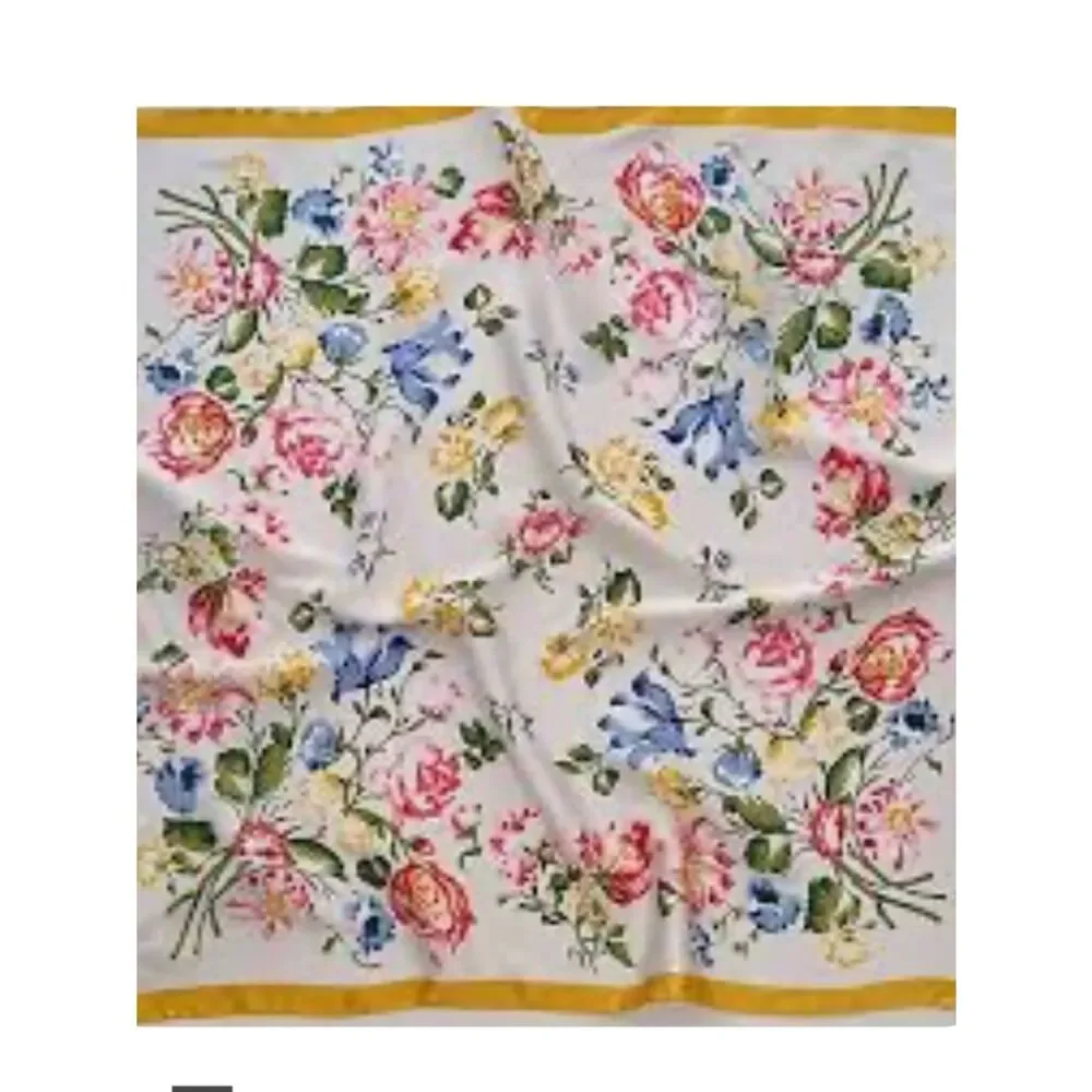 Floral scarf yellow border
